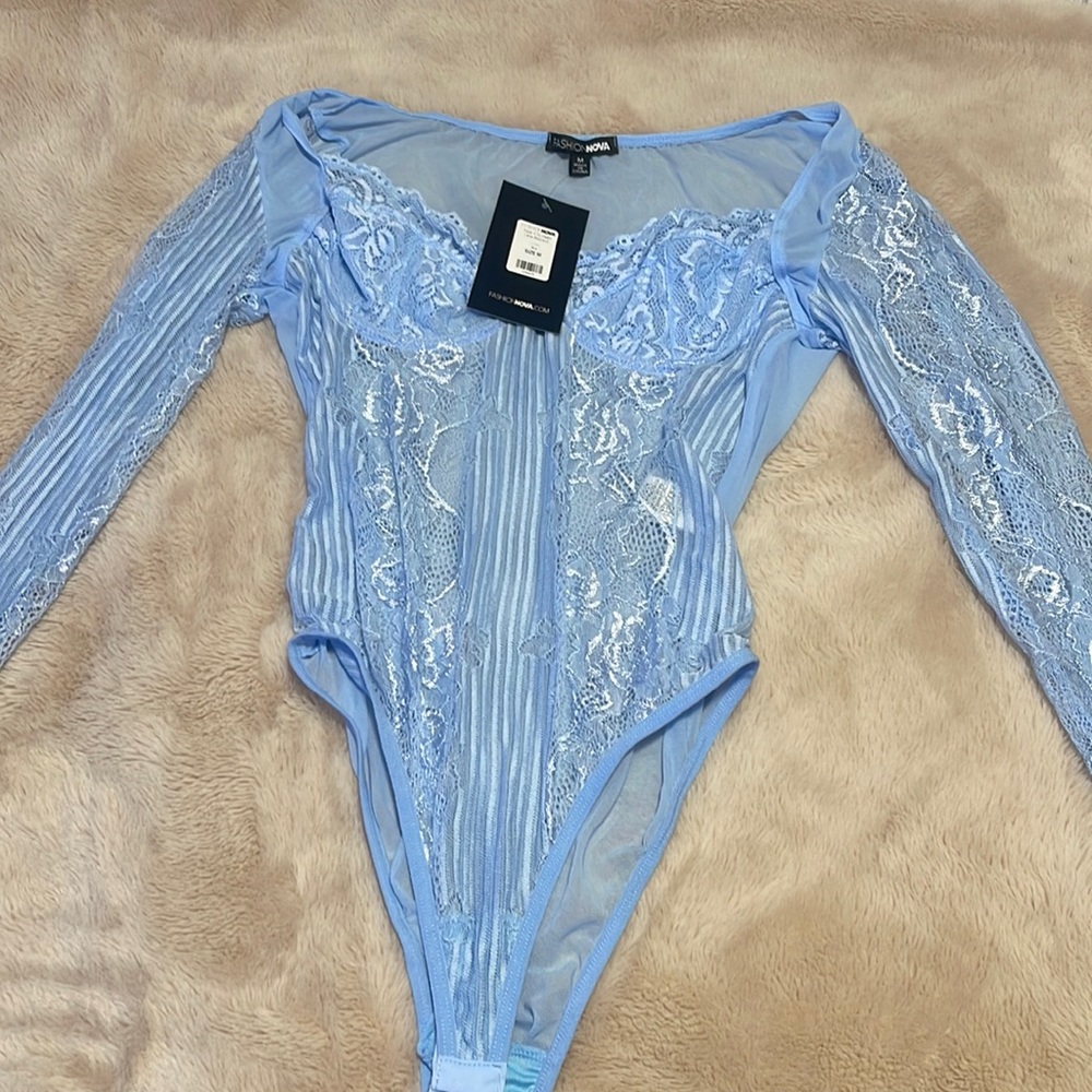 blue lace bodysuit fashion nova